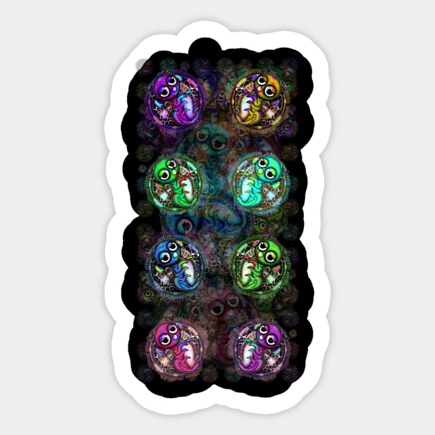 Neon water bears Sticker by Pebbles Joy Designs